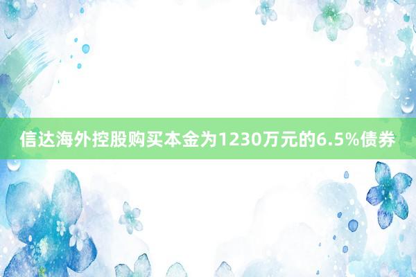 信达海外控股购买本金为1230万元的6.5%债券